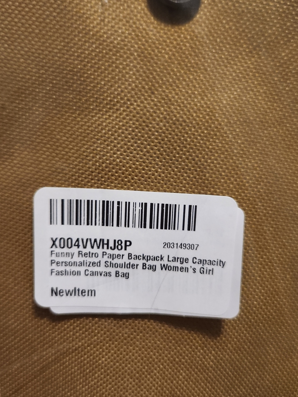 Brown Canvas Roll-Top McDonalds Backpack with Yellow Accent. HOT ITEM! - Picture 9 of 12